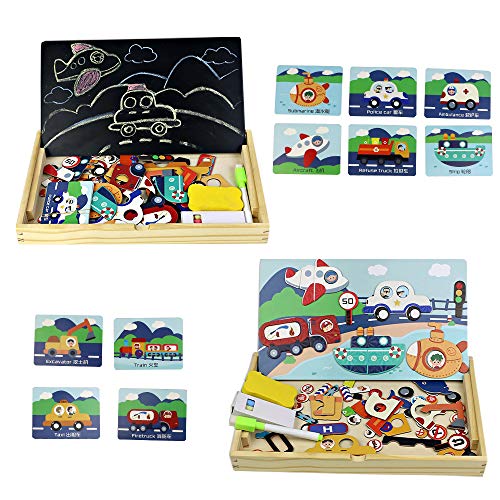Puzzles de Madera Magnético Infantiles-Puzzles Niños Juguetes Montessori Regalo Puzles Niño Juegos Educativos Infantiles Para Niños de 3 4 5 6 Años,Pizarra Tangram Magnética Infantile Juego de Mesa
