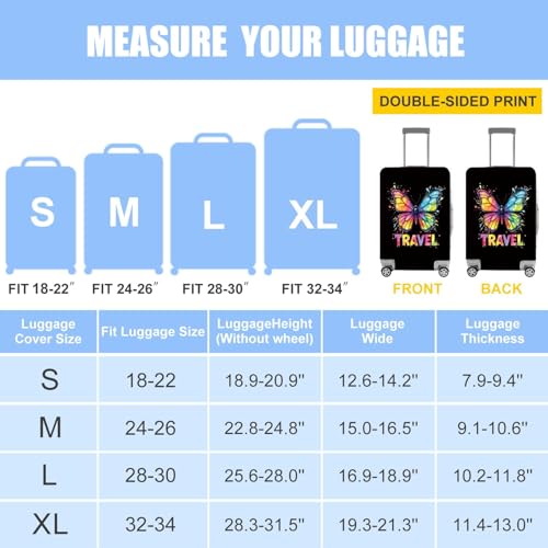 Image of Colorful Butterfly Luggage Cover - Stylish and Durable Travel Suitcase Protector for Women and Men, Fits 28 inch-30 inch Suitcase, L