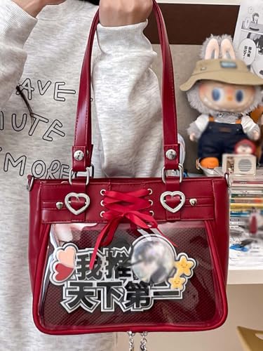 Versatile Large Capacity Women's Shoulder Bag Anime Silk Ribbon Pin Display Bag3