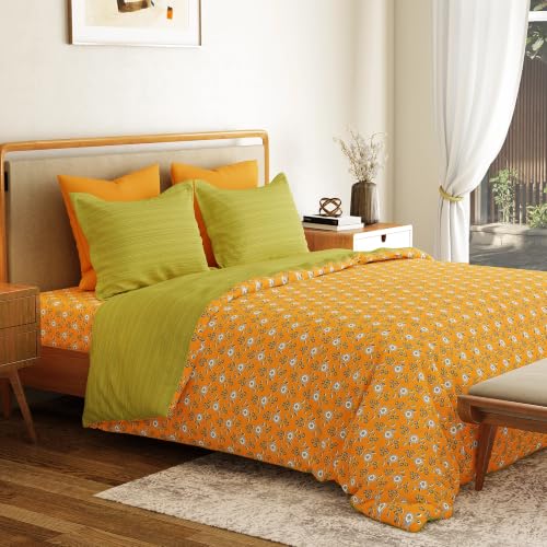 Image of Mytrident Bedsheet for Double Bed King Size |108 inch x 108 inch | Petal Pop Yellow