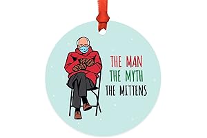 Andaz Press Funny Bernie Sanders Christmas Ornament 2024: The Man, The Myth, The Mittens