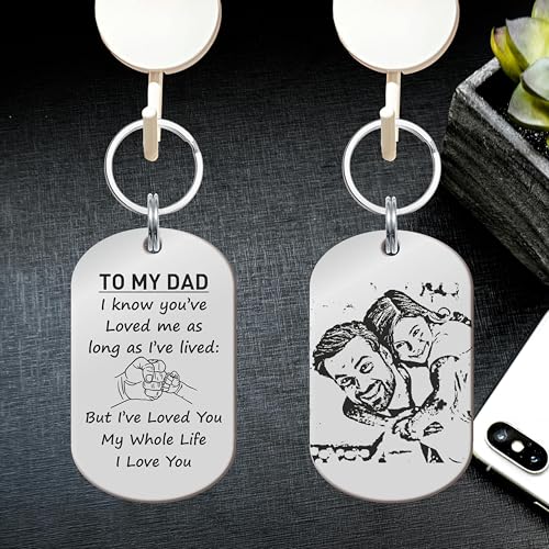 Image of Father's Day Gifts, Dad Birthday Gifts from Daughter Personalised Daddy Photo Keyring - The Moment You Became My Daddy | Personalised New Born Baby Gift
