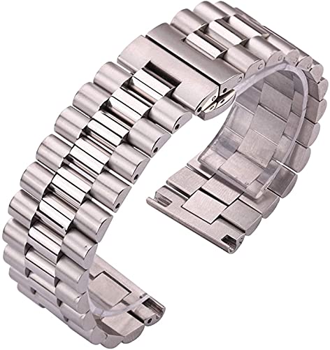 Bracelet de montre en acier inoxydable massif argente de 16mm a 22mm