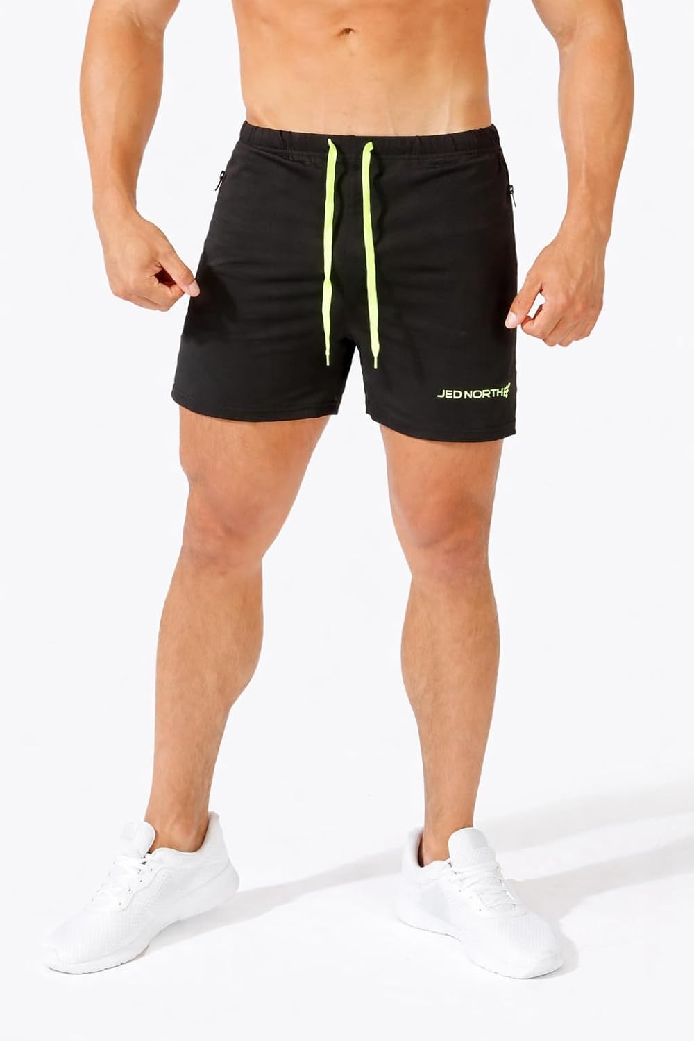 Jed North Men's 4" Inseam Bodybuilding Gym Shorts with Zipper Pockets Powerlifting Gym Shorts