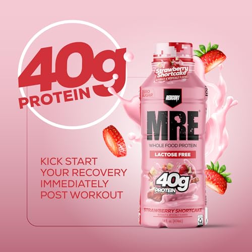 Image of REDCON1 MRE RTD Protein Shake | Strawberry Shortcake | Lactose Free, 40g Protein - 12 Pack, 14 oz