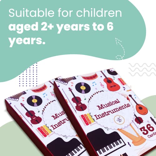 Image of Musical Instruments Flash Cards | 36 Laminated Cards | Age Group: 2-4 Years | Science Educational & Fun Activity for Kids