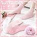 scenicamp 6 Pairs Womens Bow Fuzzy Socks Winter Cozy Fluffy Warm Socks Home Sleeping White,Peach pink,Light pink