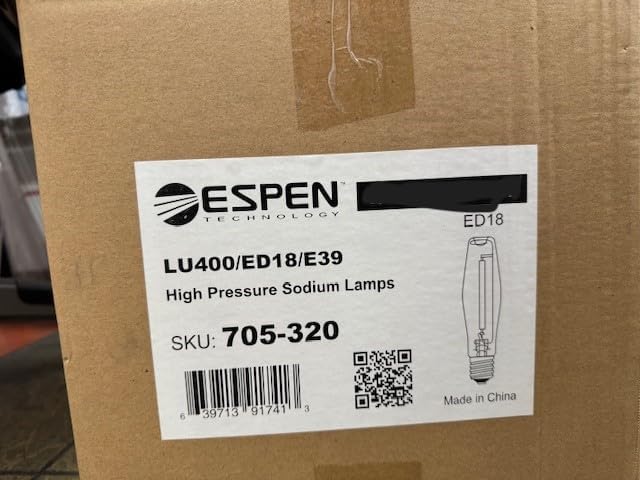 ESPEN Technology 10 Pieces 705-320 LU400/ED18/E39 400 Watt ED18 High Pressure Sodium E39 Mogul Base Ansi Code S51 Universal Operating Position