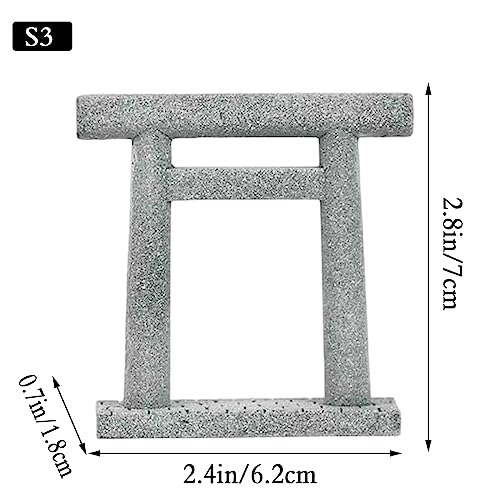 Image of livelyfish Japanese Fish Tank Decorations Asian Aquarium Decor Torii Gate Ornament Japanese Shrine Oriental Pagoda Aquarium Sandstone Bridge Statues Betta Fish Decorations for Tank, S3