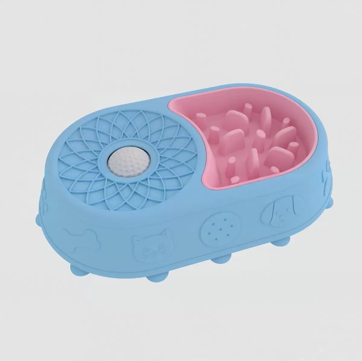 Tapis à lécher 2 en 1 en silicone pour chiens et chats, bleu