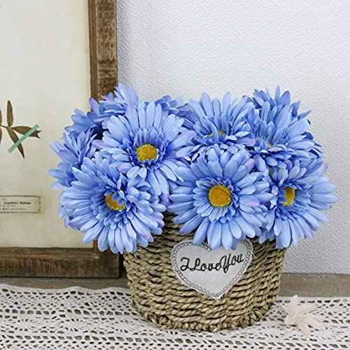 Topia Artificial African Daisies Flowers African Daisy Silk Flowers Artificial Gerbera Daisies Pack Of 10 (Blue) #TOP5
