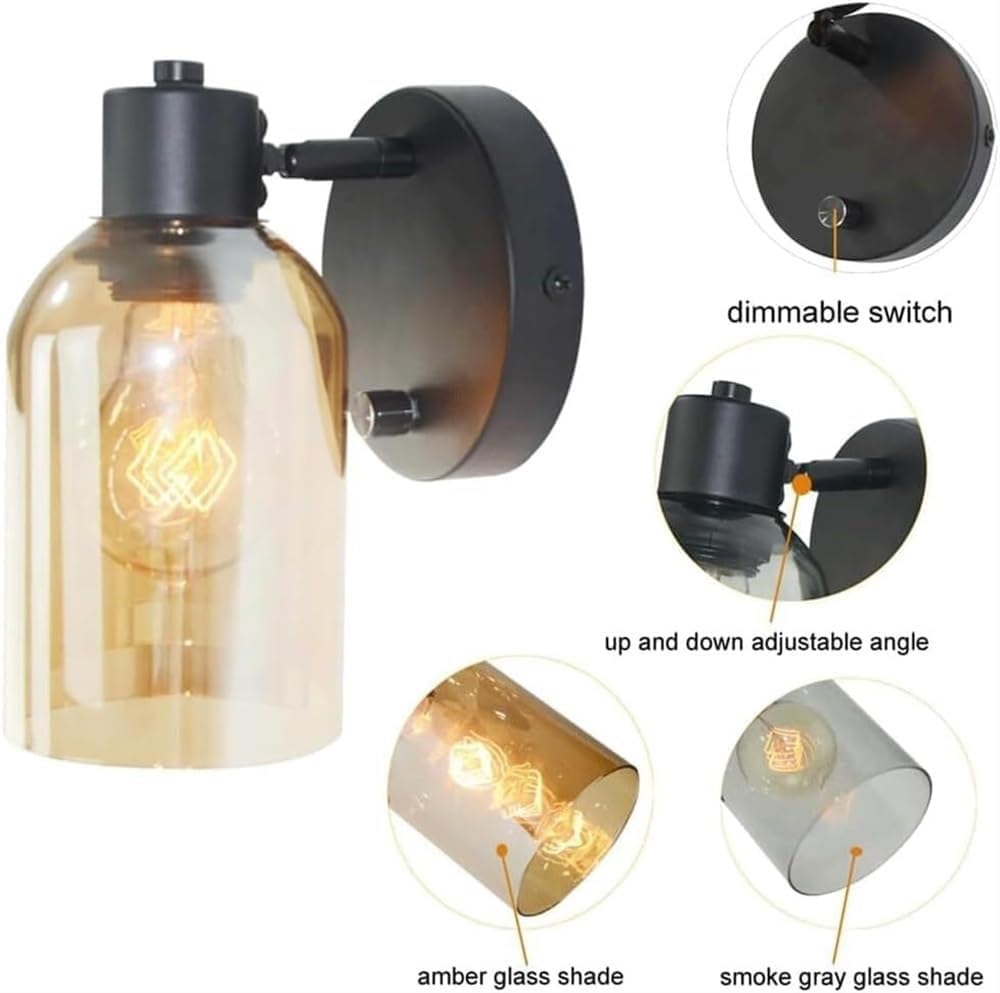 Genérico Lámpara de pared de cristal moderna Compatible with decoración de cabecera, aplique de pared de estudio de cristal, lámpara de pared ajustable Compatible with cabecera,Lámpara de araña