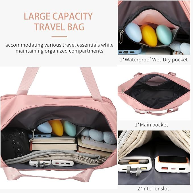 Image of TEKCOOL Duffel Trolley Bags for Travel,Luggage Bags for Travel,Rolling Duffle Bag with Wheels,Travel Bags for Luggage Trolley,Expandable Foldable Duffle Bag with Wheels - Peach'