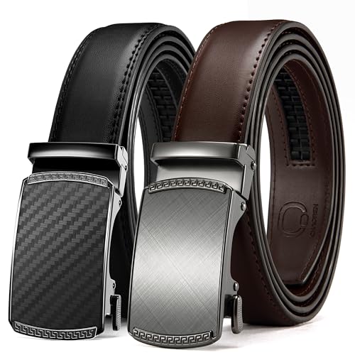 Image of CHAOREN Mens Dress Belt Leather 2 Pack - Mens Ratchet Belt for Dress Shirt and Pants Every Occasion (32mm)
