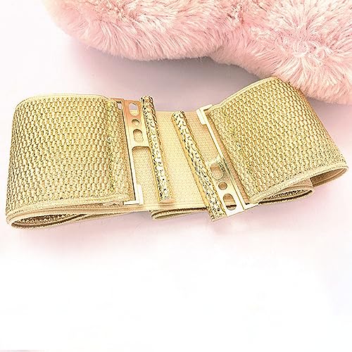 Fashion Wide Corset Belt Women Elastic Gold Waspie Belt For Teenager Girl Waist Cincher DownJacket Dress Decor4