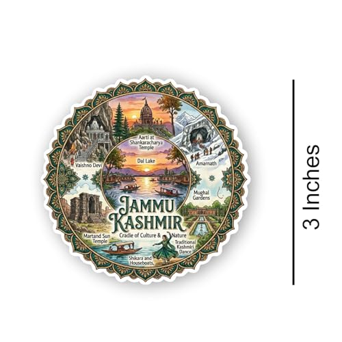 Image of Jammu Kashmir Textured Finish Acrylic Fridge Magnet | UV Texture Printed, Stylish Multicolor Magnet for Fridge, Wardrobe & Metal Surfaces, Pack of 1 (Jammu Kashmir)