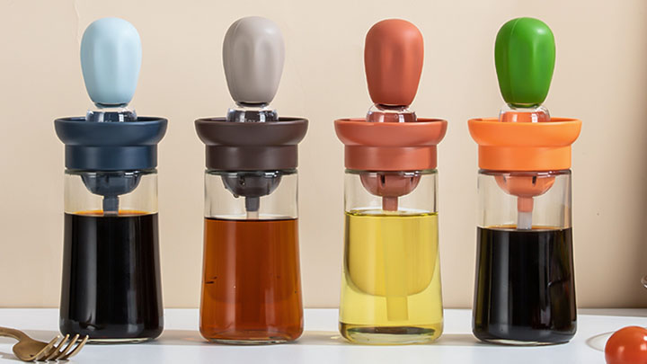 2-in-1 Ölspender Mit Silikonbürste - 200ml Glasflasche Für Küche