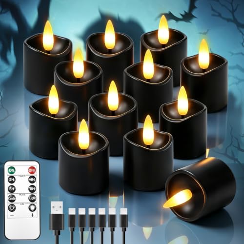 Image of 12 Pack Small Rechargeable Flameless Candles with Remote Timer