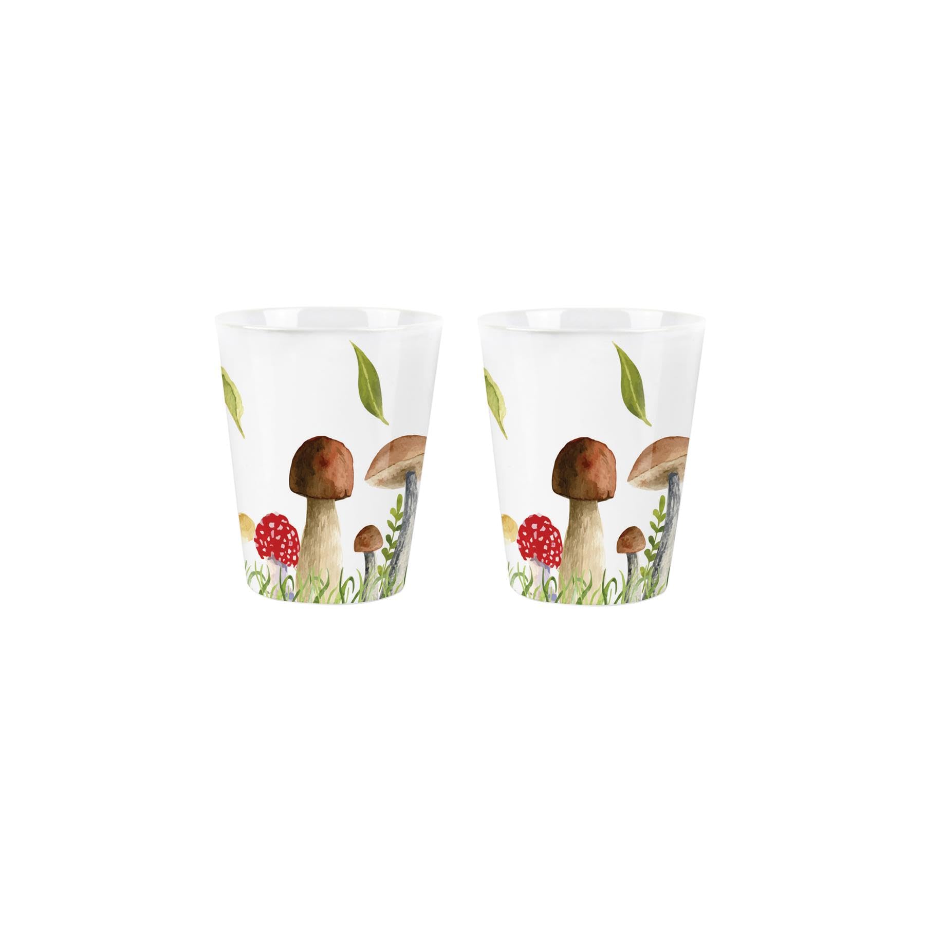 Watercolour Mushrooms Egg Cups Set - Toadstool Foraging Autumnal Themed Presents - Pack of 2 Ceramic Egg Cups/Holders Kitchenware/Shot Glasses Drinkware Boxed Gift