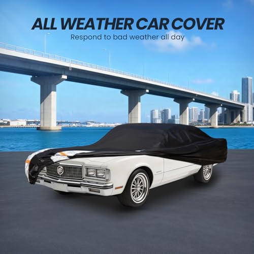 Image of Multi-Layer Car Cover Custom Fit for Buick Riviera (1966-2000), 100% Waterproof All Weather for Automobiles, Gift with Towel, Heavy Duty Car Covers for Rain Sun UV Protection with Door Zipper.
