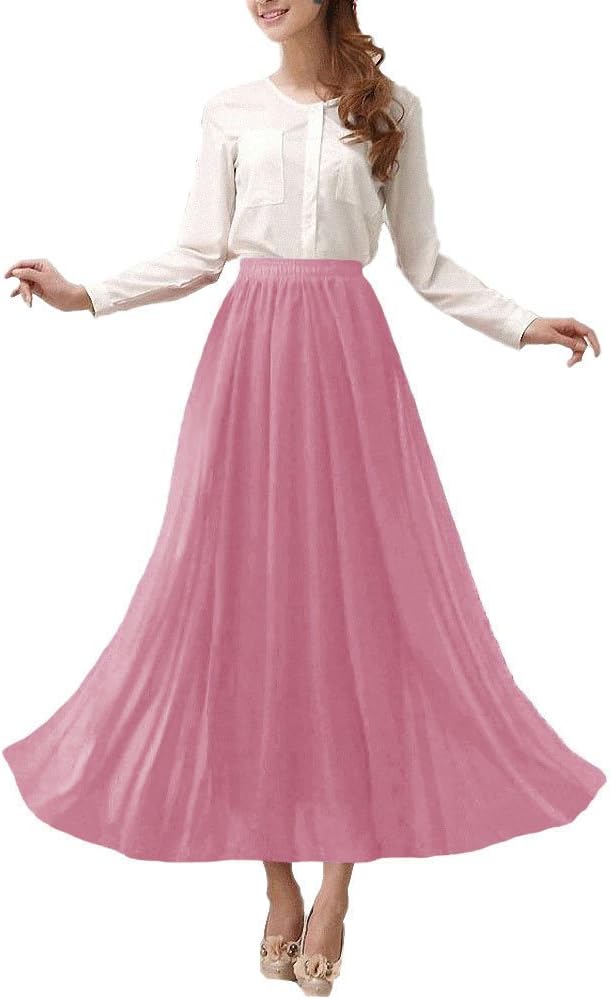 Womens Chiffon Retro Long Maxi Skirt Beach Ankle Length Skirt