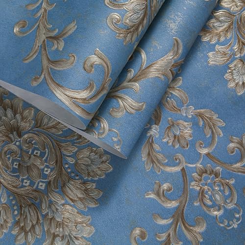Papier Peint Bleu Foncé 3D non Autocollant Masquage Imperfections