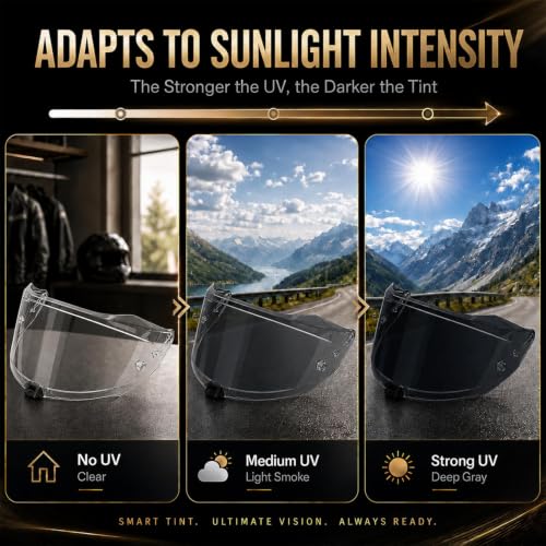 Image of PSLER Photochromic Shatterproof Motorcycle Helmet Visor for KYT R2R