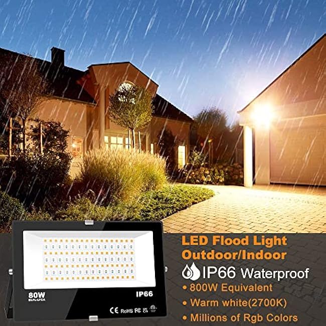 MELPO LED Flood Light 800W Equivalent Smart RGB Warm White Color Changing