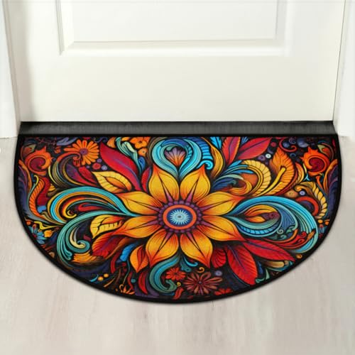 Paillasson Semi-Circulaire, Tapis De Sol Demi-Lune Motif Marbre,90x60cm | Leroy Merlin