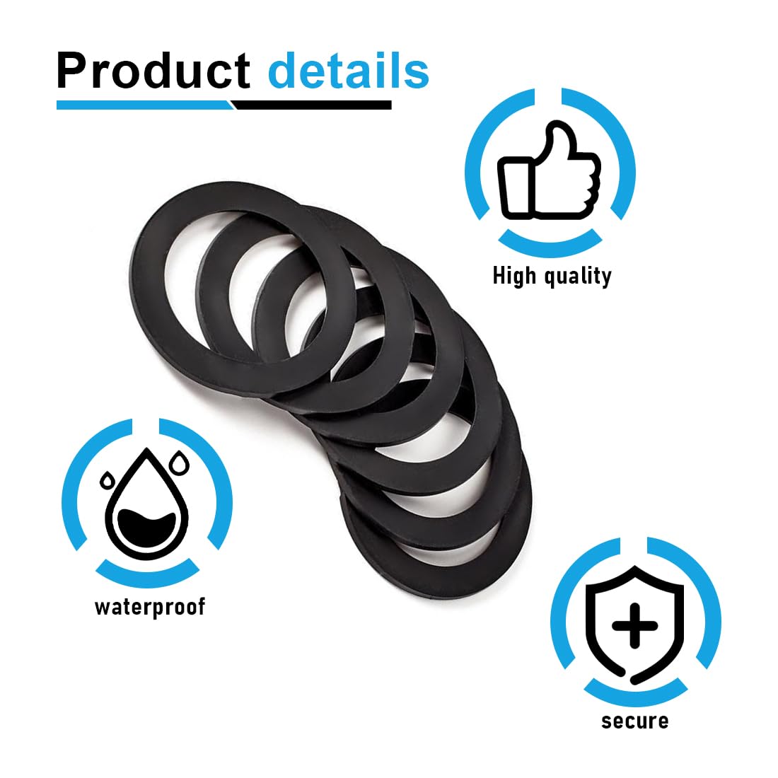 6 Guarnizioni Scarico Lavello 40mm - Anelli Tenuta Gomma Per Tubi - Foto 2