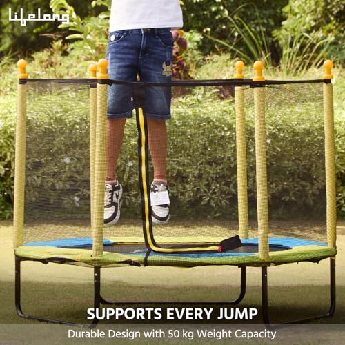 Image of Lifelong 55-Inch Trampoline for Kids with Safety Net, Spring Cover Padding, Exercise Rebounder for Indoor & Outdoor Use, Kids Jumping Bouncer Trampoline for Home