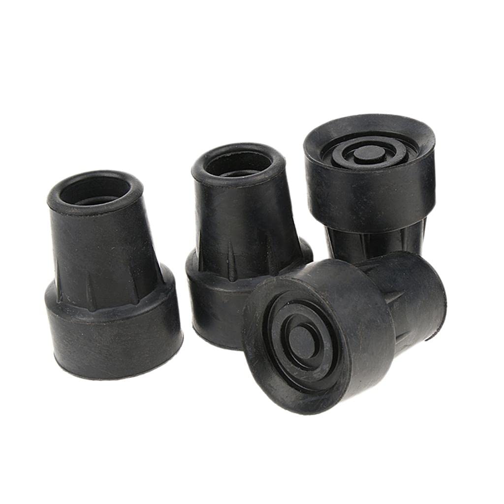 4 Piezas Puntas de Muleta Puntas de Bastón Topes de Goma Tapones Antideslizantes con Dibujo Tipo Neumático Y Cojín de Acero Drenaje Y Adherencia, 4 piezas