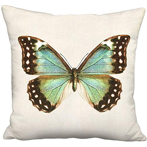 Vibrant Green and Blue Butterfly Pillow Cover Fits 18