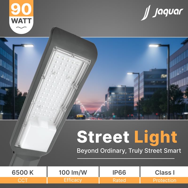 Image of Jaquar 90W LED Street Light - IP66 Waterproof Outdoor Lamp Pack of 1 | Cool White High-Brightness LED for Parking Areas, Warehouses, Backyards & Landscape Lighting | Corded Electric | 2-Year Warranty