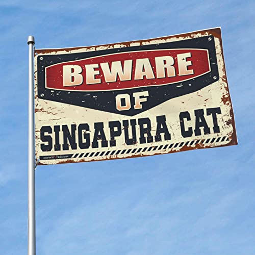 Drapeau Singapura Cat humour pour déco dortoir et chambre homme 152x244 cm