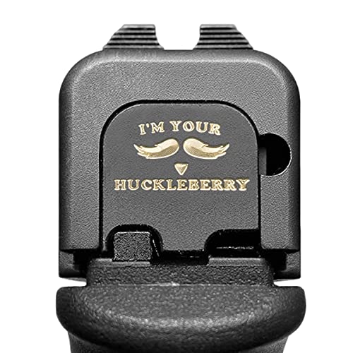 Milspin Slide Back Plate Compatible with Glock Gen 1-5 I I'm Your Huckleberry I Black on Brass I Made in USA (Models G43 G43x G48)