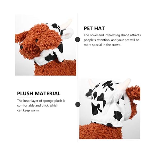 Balacoo puppy hoodie dog cow hat, cow shaped plush pet cosplay hat cow headgear lovely pet dog costume pet supplies puppy clothes - image 6