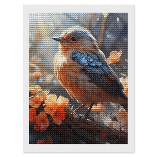 Broderie diamant fleurs et oiseaux kit complet strass ronds
