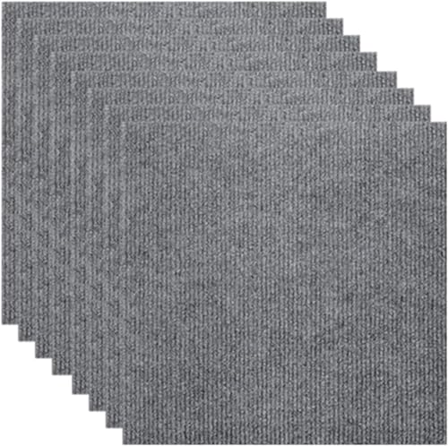 ROHCGHC Losetas de moqueta Autoadhesivas, Losetas de Alfombra 11x11 en 8 Uds., autoadhesiva Lavable for Suelo, instalación Artesanal, Azulejos Antideslizantes for Sala Estar y sótano(Light Gray)