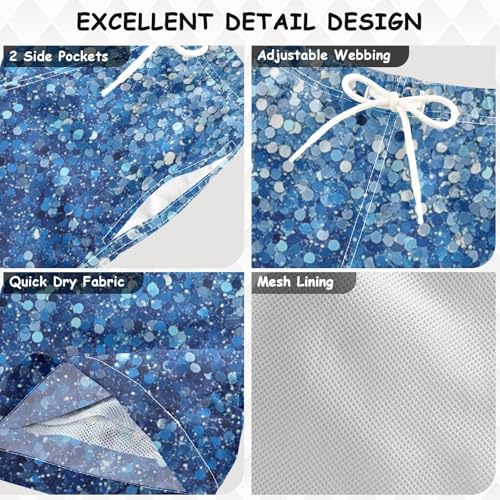 Pigsaly Boys Swim Trunks Denim Blue Gradient Flashing Glitter Boys Board Shorts Swimsuit Swimwear Summer Bathing Suit 4T3