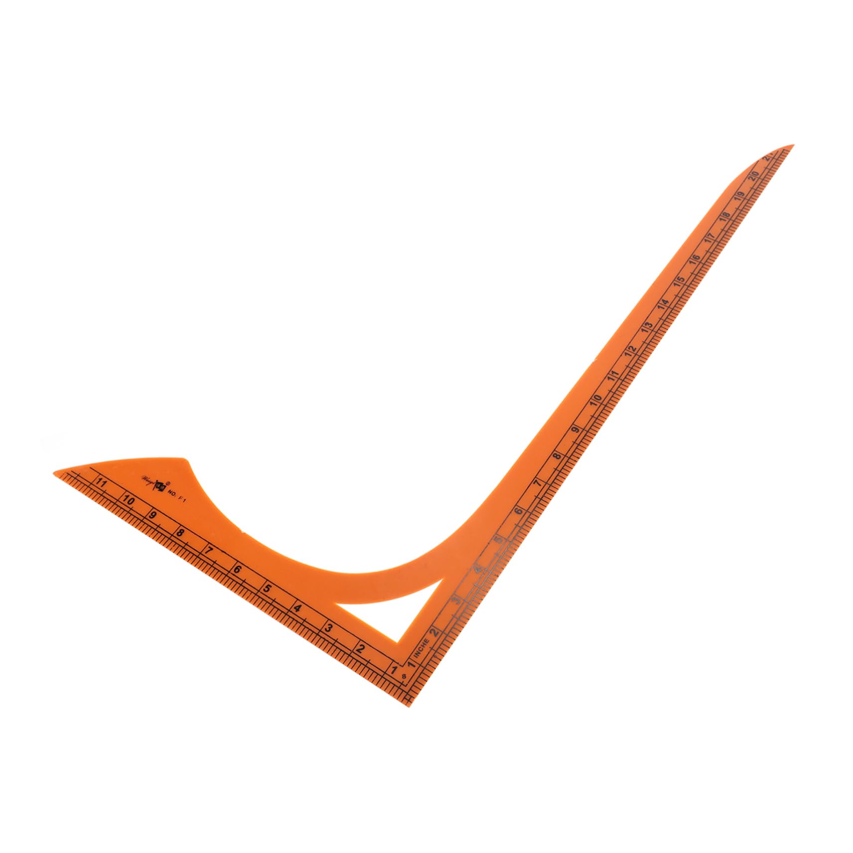 Operitacx Regla Curva de Costura en Forma de L para Ropa, Hecha de Plástico Naranja Superficie Lisa y Medición Precisa Adecuado para Coser y Confeccionar Prendas