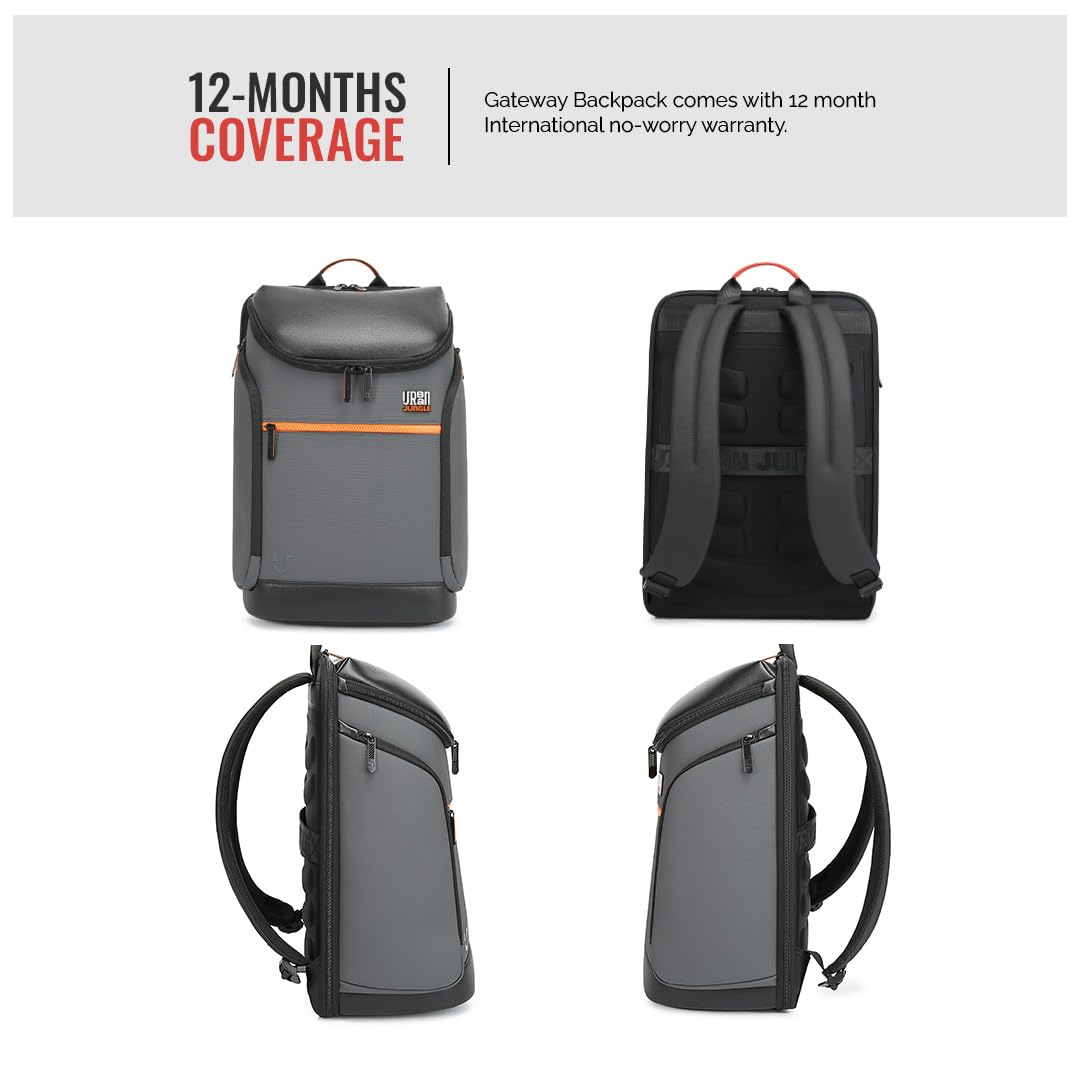 Urban Jungle by Safari Gateway 30L Premium Laptop Backpack for Men and Women | 15.6 Inch Laptop Sleeve | Water Resistant | Office & Travel Bag | Premium Polyester Work Bag | Grey 3