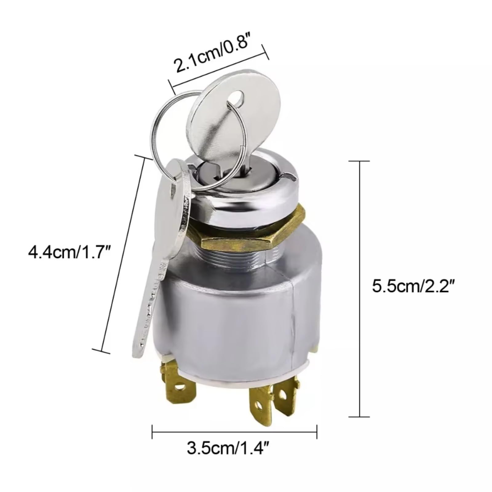 Cilindro de Cerradura de Encendido para Interruptor de Encendido de 12 V, Kit con 2 Llaves, para con Orificios de Panel de 19 mm de diámetro. Repuestos y Accesorios para automóviles.