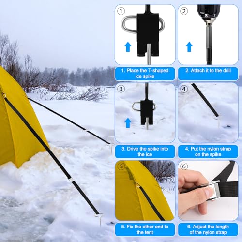 image for lasuroa 10pcs Ice Anchor Tool, Universal Ice Anchor Drill Adapter Kit 