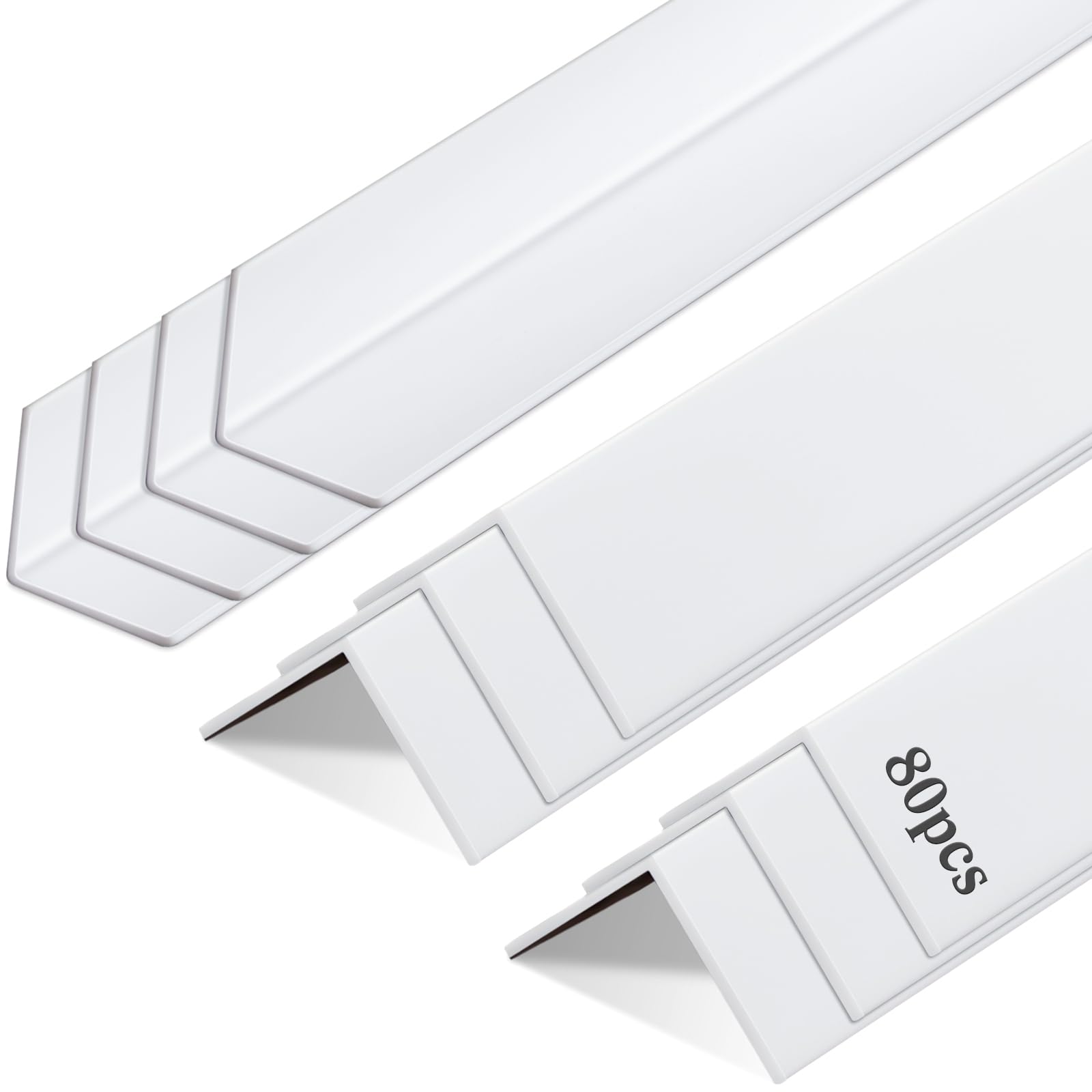 Sasylvia 80 Pcs Wall Corner Guard, 1-1/8 X 48 Inches, White, Vinyl