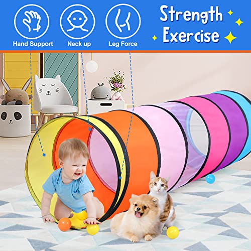 Kids Play Tunnel for Toddlers 6 Foot Pop Up Crawl Through Tunnel Play Tent for Baby Infant Children or Dog with 2 Mesh Sides - Image 3