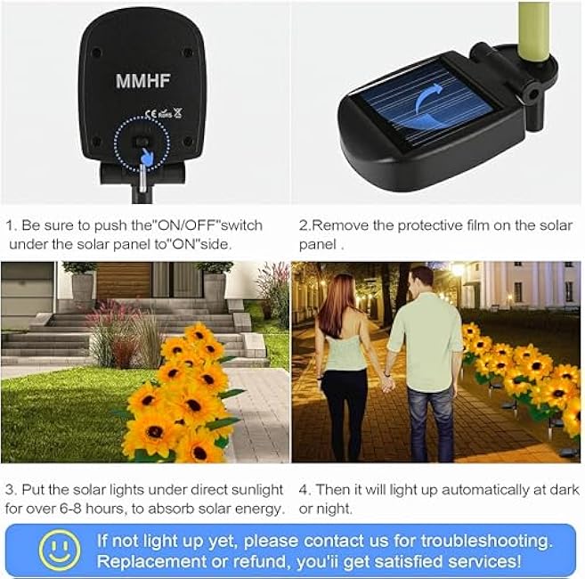Outdoor Solar Garden Stake Lights,Upgraded LED Solar Powered Light with 3 Sunflower, Waterproof Solar Decorative Lights for Garden, Patio, Backyard (1 Pack 3 Flower)