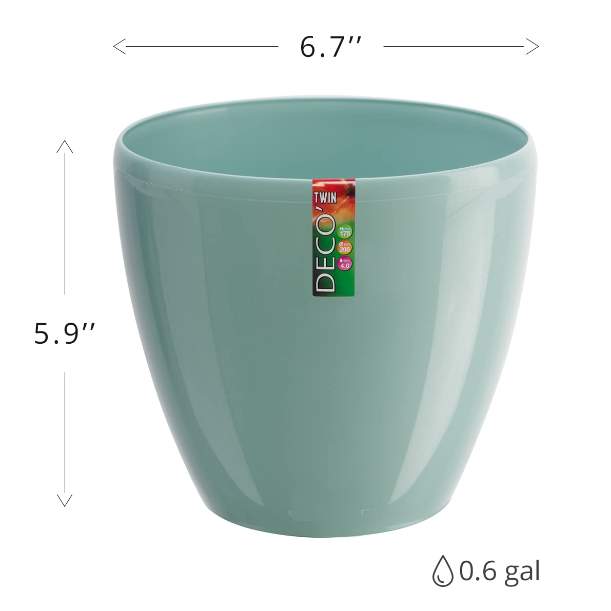 DECOPOTS - 3 sztuki, samonawadniająca się donica 17 cm, ozdobna doniczka do użytku wewnątrz i na zewnątrz, z wkładem drenażowym i wskaźnikiem poziomu wody (17 cm, jadeit)