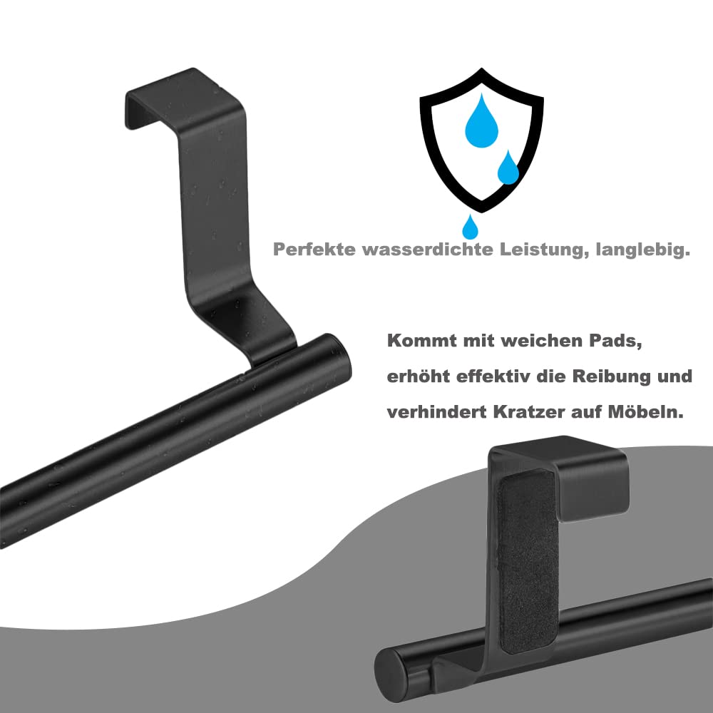 Porte-Torchons Sans Perçage - 23 Cm Pour Porte D'Armoire - Acier Inoxydable Argenté - Adhésif Antidérapant