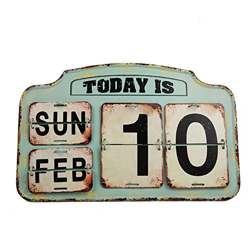 NIKKY HOME Shabby Chic Matall ewiger Schreibtisch Kalender, Grün